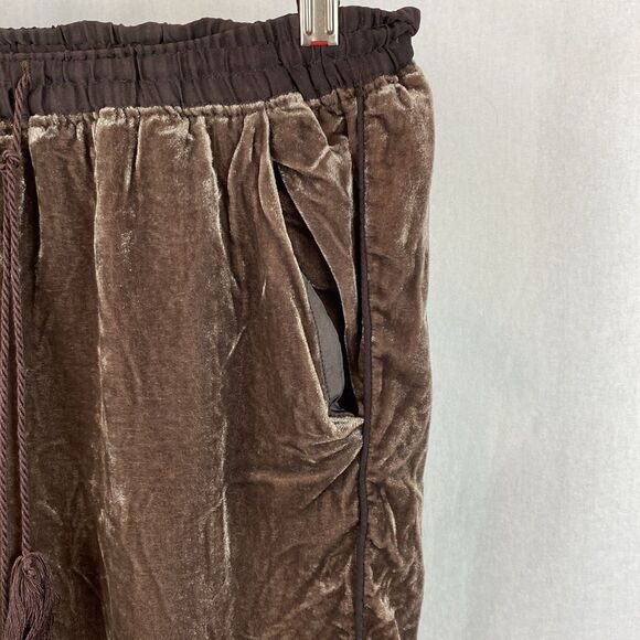 Anthropologie Elevenses Brown Crushed Velvet Casual Athleisure Pants S - Picture 4 of 6